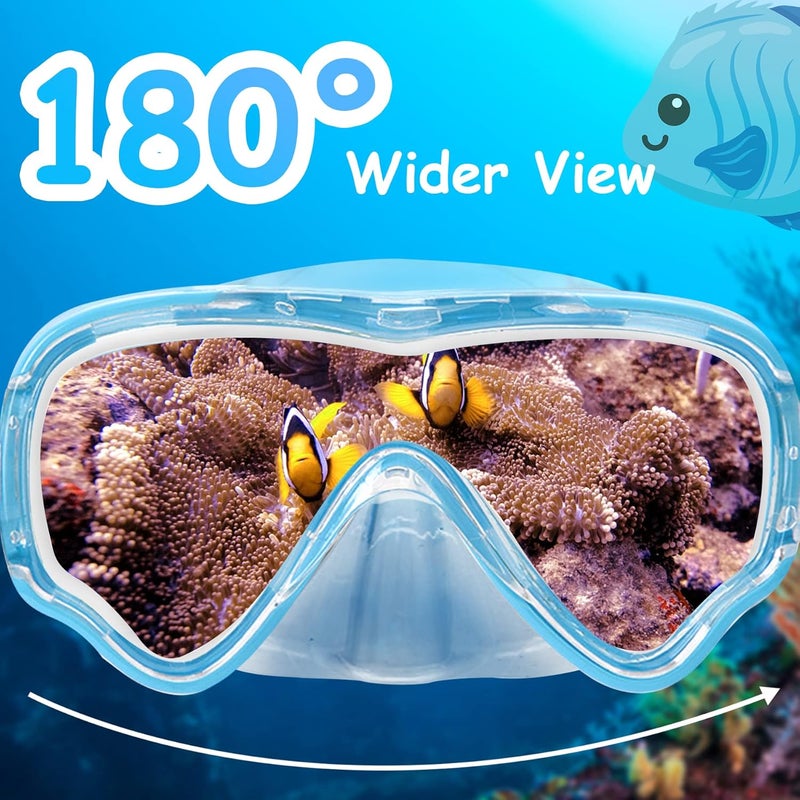 Vvinca Kids-Goggles with Nose Cover, Diving Mask Elastic Fabric Strap Anti Fog Anti Shattered Lens for Kids Swim Goggles 3-14 - Image 4
